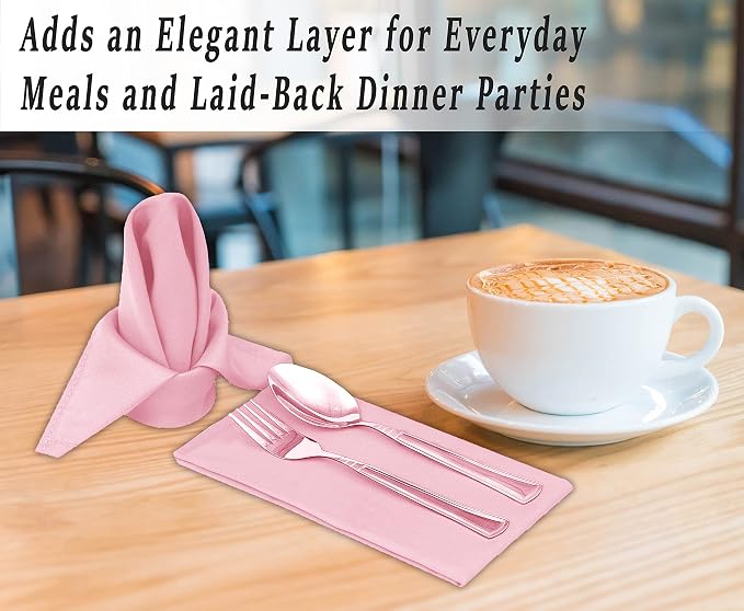 RUVANTI Bundle of 12-Pack Cloth Napkins Teal with 12-Pack Cloth Napkins Pink (18x18 Inch) Cotton Blend. Soft, Washable Kitchen Linen for Dinner, Weddings & Cocktail Parties. - Image 8