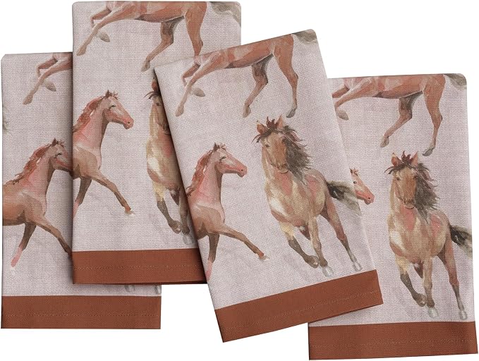 Maison d' Hermine Cloth Napkins Set of 4 Reusable 100% Cotton (18" x 18") | Everyday Square Napkins Cloth Washable Dinner Party Wedding Restaurant Hotel Kitchen Spring Summer - Free Horse by MaisondHermine