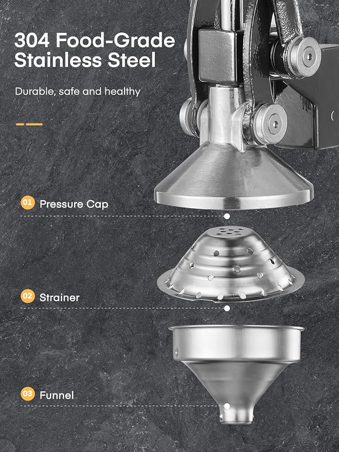 FOHERE Manual Cast Iron Juicer, Commercial Citrus Juicer with 400ml Stainless Steel Cup, Ideal for Extracting Juice From Lemons, Oranges, and Grapefruits, Easy to Clean - Image 6