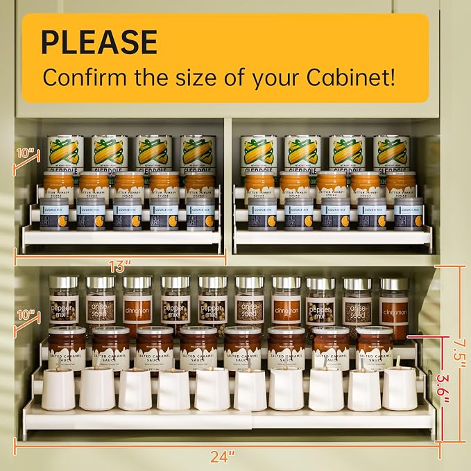 Expandable Carbon Steel Spice Rack Organizer for Pantry, Adjustable 3-Tier Ladder Shelf,Holds Up to 24 Cans,Kitchen Countertop Organizer, Rustproof Storage Rack for Spices, Cans, Sauces & Dry Goods - Image 6