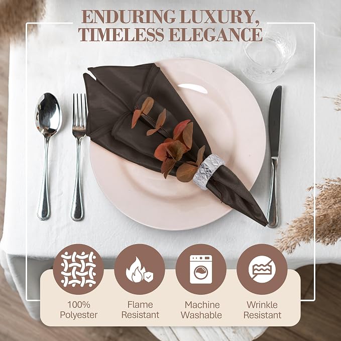 17x17-Inch Shantung Cloth Napkins, Espresso, Set of 36 - Image 2