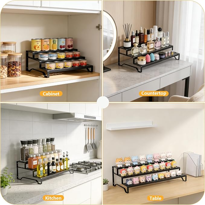 Expandable Can Organizer for Pantry, 3 Tier Metal Canned Food Storage | 13"-21" Adjustable Length, Tiered Reversible Shelf Design, Large-Capacity Storage for Pantry Kitchen Cabinets & Countertops - Image 4