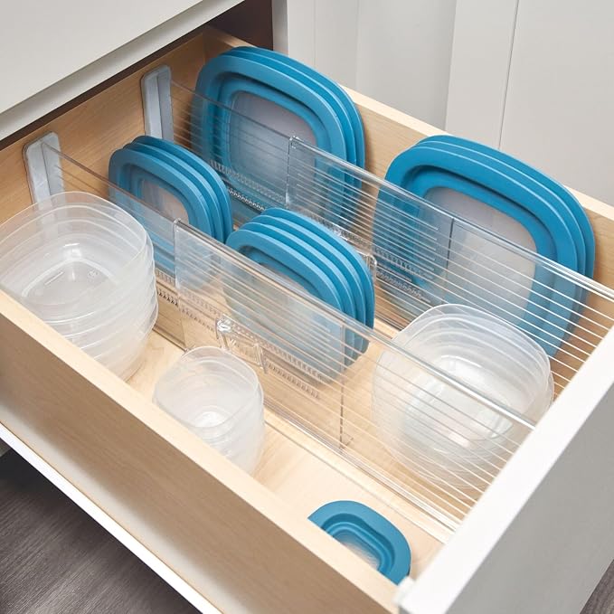 iDesign Expandable Deep Drawer Dividers, Set of 8, Clear | Kitchen, Dresser, Desk Drawers - Image 6