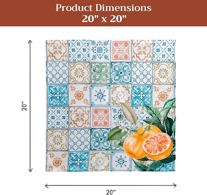 Maison d' Hermine Cloth Napkins Set of 4 Reusable 100% Cotton (20" x 20") | Everyday Square Napkins Cloth Washable Dinner Party Wedding Restaurant Hotel Kitchen Spring Summer - Agrume - Image 7