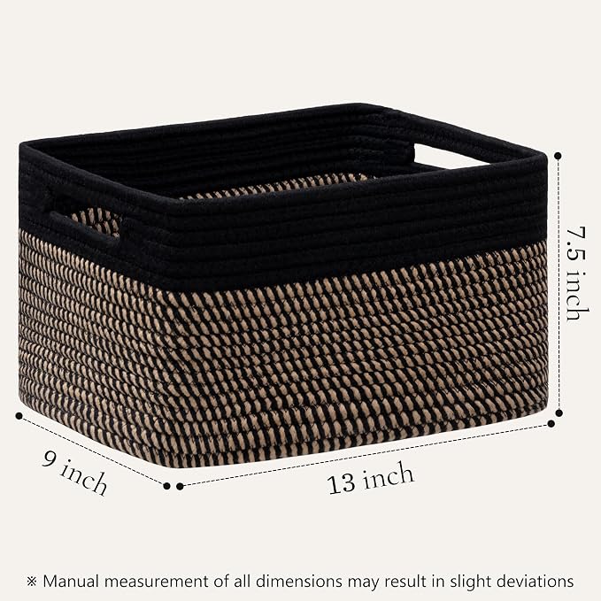 4 Pack Storage Baskets for Organizing, Woven Baskets for Shelves, Black&Brown - Image 2