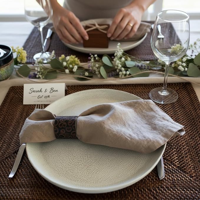 Linen Napkins –100% French Flax – Stonewashed Pure Linen Cloth Napkins - Size 18 Inch x 18 Inch – Set of 4 (Natural Rustic Taupe) - Image 6