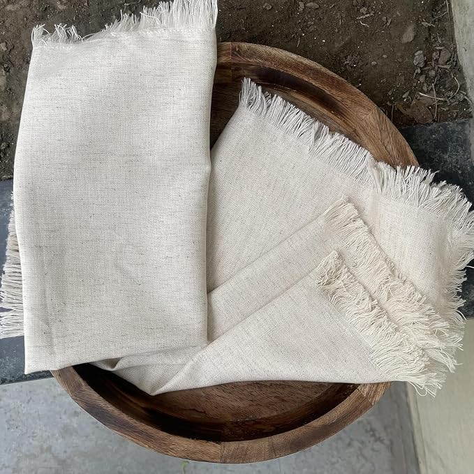 Bedding Craft Linen Flax Cotton Cloth Napkins 18x18 Set of 72 – Natural Fabric with Fringed Corners – Machine Washable Dinner Napkins for Weddings, Baby Showers, Parties & Table Décor (6 Dozen) - Image 4