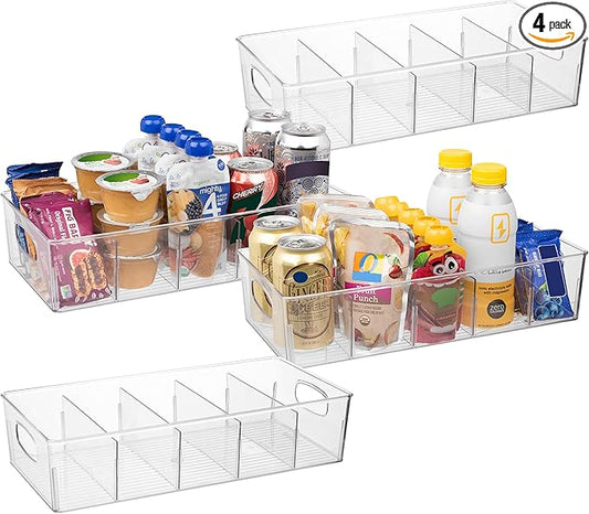 ClearSpace Plastic Pantry Organization and Storage Bins with Removable Dividers – Perfect Kitchen Organization or Kitchen Storage – Refrigerator Organizer Bins, Cabinet Organizers (4 Pack XL) by ClearSpace