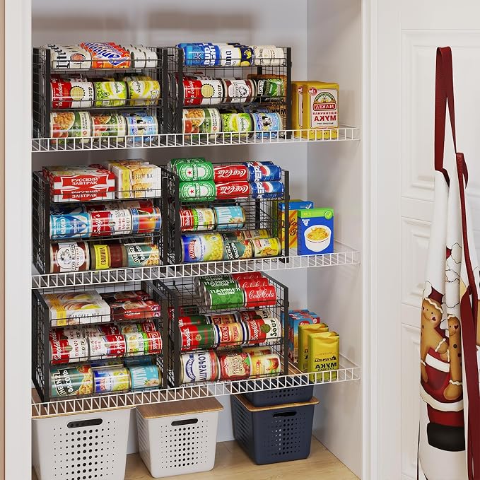 JKsmart 3-Tier Stackable Can Rack Organizer for Pantry, Adjustable Can Storage Holder for Various Ounces of Canned food Soda Drinks, Can Dispenser for Kitchen Cupboard Cabinet, 2 Pack - Image 3