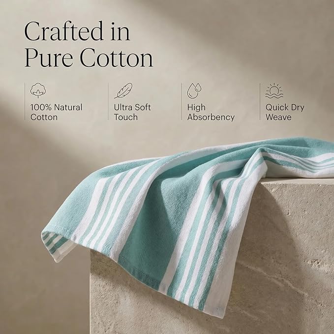 Urban Villa Kitchen Towels Cotton Dish Towels 20”x30” (Set of 6) Aqua - Image 4
