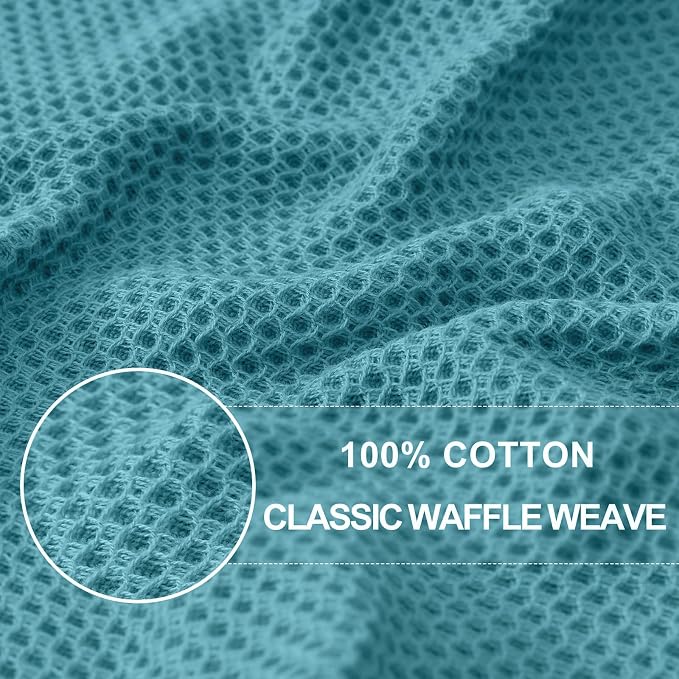 Homaxy 100% Cotton Waffle Weave Kitchen Towels, 15-Pack, Lake Blue | Ultra Soft Absorbent Dish Towels, Quick Drying Cleaning Towels, 13 x 28 Inches - Image 2
