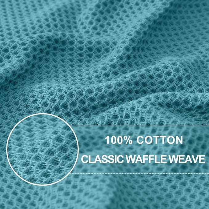 Homaxy 100% Cotton Waffle Weave Kitchen Towels, 10-Pack, Lake Blue | Ultra Soft Absorbent Dish Towels, Quick Drying Cleaning Towels, 13 x 28 Inches - Image 2