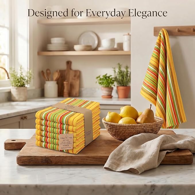 Urban Villa Kitchen Towels Cotton Dish Towels 20”x30” (Set of 6) Mustad - Image 5