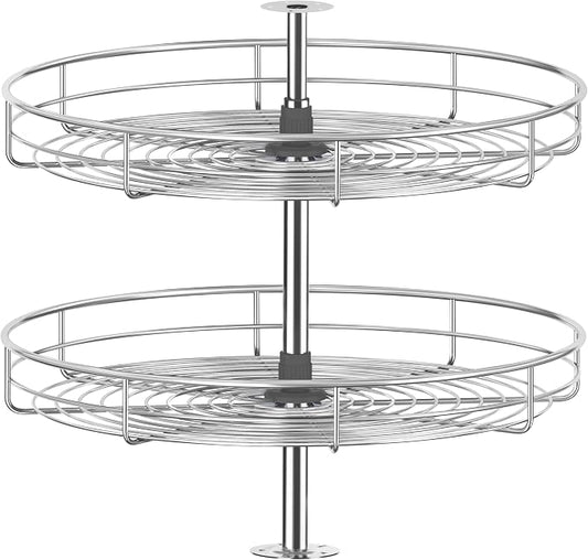 28" Chrome Corner Cabinet Lazy Susan, Full Circle Corner Cabinet Lazy Susan Replacement Shelves Rotating Rack for Corner Base Kitchen by JOWBOOW