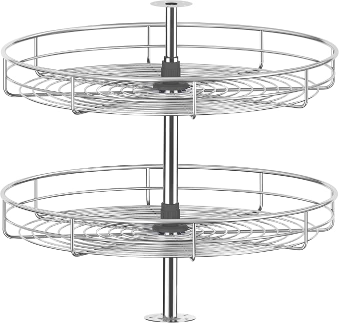 18" Chrome Corner Cabinet Lazy Susan, Full Circle Corner Cabinet Lazy Susan Replacement Shelves Rotating Rack for Upper Cabinet Kitchen by JOWBOOW