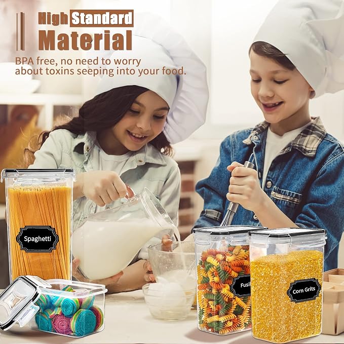 PRAKI 16PCS Airtight Food Storage Containers and 10PCS Large Flour and Sugar Containers - Image 8