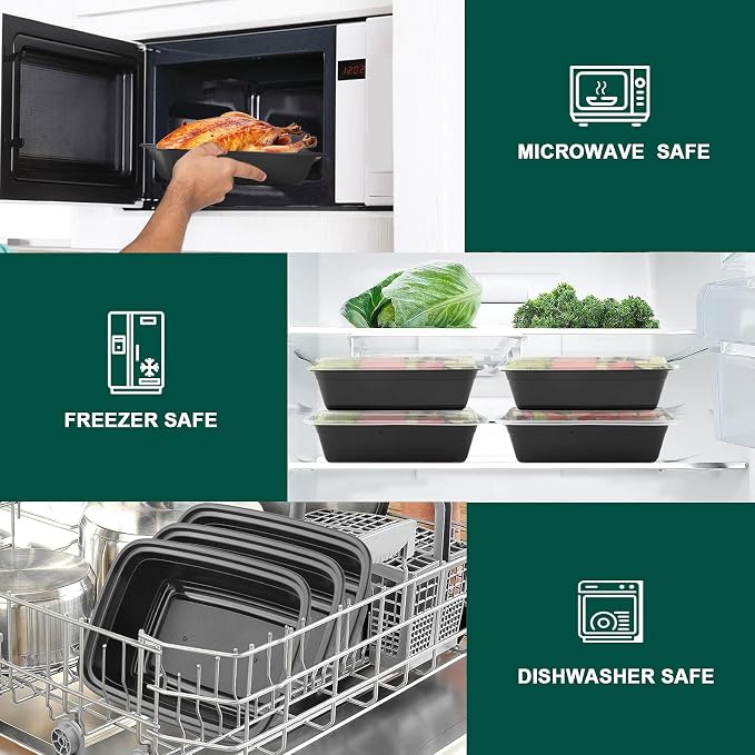 Meal Prep Containers 38 Oz, Plastic Food Prep Containers with Lids,50-Pack | BPA-Free, Stackable, Microwave, Dishwasher Safe Disposable To Go Container for Meal Plan - Image 4