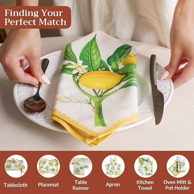 Maison d' Hermine Cloth Napkins Set of 4 Reusable 100% Cotton (20" x 20") | Everyday Square Napkins Cloth Washable Dinner Party Wedding Restaurant Hotel Kitchen Spring Summer - Limoncello - Image 4