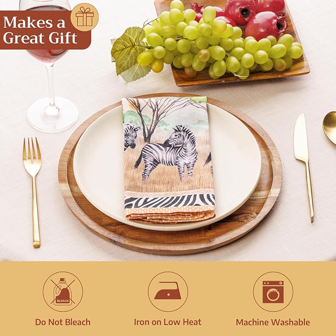 Maison d' Hermine Cloth Napkins Set of 4 Reusable 100% Cotton (18" x 18") | Everyday Square Napkins Cloth Washable Dinner Party Wedding Restaurant Hotel Kitchen Spring Summer - Zebra Life - Image 5