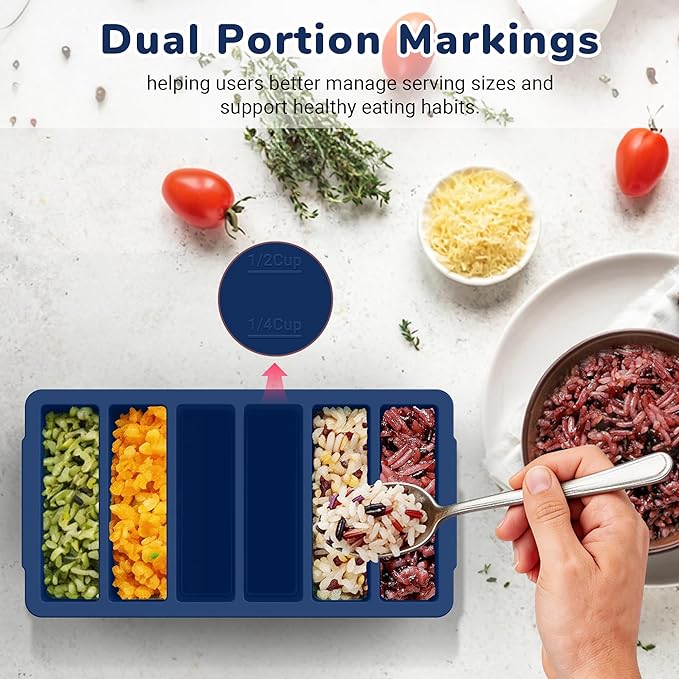 Silicone Freezer Trays with Lid (4-Pack), 1-Cup, 2-Cup, 1/2-Cup & 2-Tbsp Silicone Freezer Molds, Stackable Soup Freezer Meal Prep Containers,Ice Cube Tray for Making Sauce,Smoothies,Yogurt Bites - Image 4