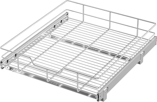 Pull Out Cabinet Organizer 21" W X 22" D, Chromed, Full Slide Out Drawers | For Kitchen Organizers and Storage, Pull Out Drawers For Cabinets Capacity Heavy Duty Caddy, Cabinet Shelves, Bathroom Pantry by STORKING