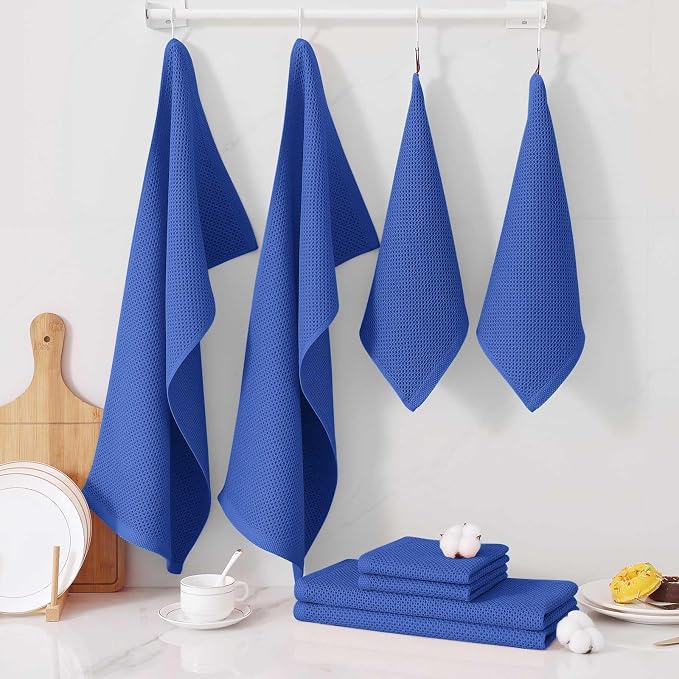 Homaxy 12 Pack 100% Cotton Kitchen Towels and Dishcloths Set, Blueberry | 12 x 12 Inches and 13 x 28 Inches Kitchen Towels Set, Ultra Soft Absorbent Dish Cloths for Washing Dishes - Image 7