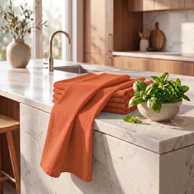 Urban Villa Kitchen Towels Cotton Dish Towels 20”x30” (Set of 6) Orange - Image 6