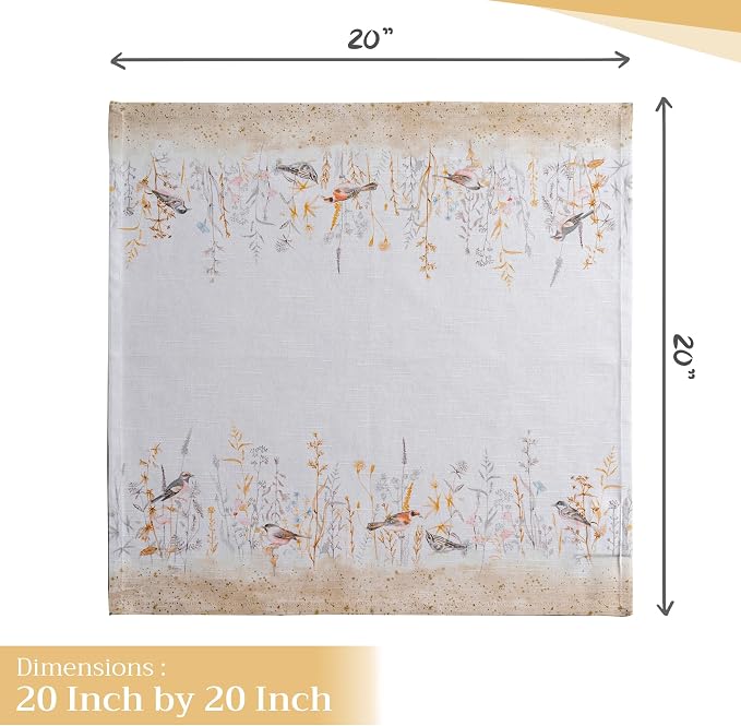 Maison d' Hermine Cloth Napkins Set of 4 Reusable 100% Cotton (20" x 20") | Everyday Square Napkins Cloth Washable Dinner Party Wedding Restaurant Hotel Kitchen Spring Summer - Meadow Florals - Beige - Image 4