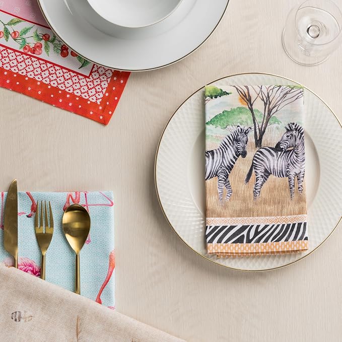 Maison d' Hermine Cloth Napkins Set of 4 Reusable 100% Cotton (18" x 18") | Everyday Square Napkins Cloth Washable Dinner Party Wedding Restaurant Hotel Kitchen Spring Summer - Zebra Life - Image 9