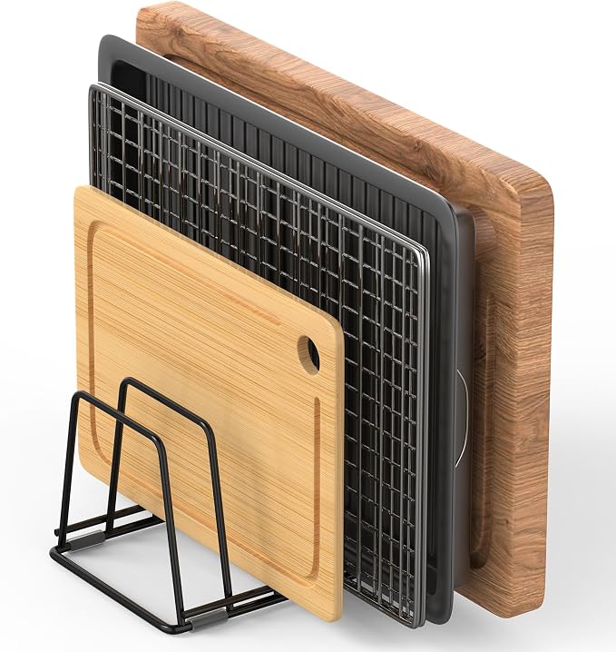 Cutting Board Organizer Kitchen Organizer Rack for Cutting Board, Bakeware, and Cookie Sheet, 5-Slot Heavy-Duty Steel Cookware Holder,Rust-Resistant with Anti-Slip Feet (2, Small) - Image 9