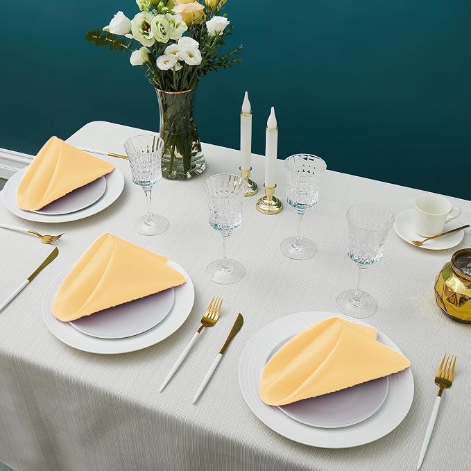 MDS® Pack of 100 Satin Napkins 12 x 12 Inch, Soft Silky Reusable Cloth Dinner Table Napkins for Wedding Décor, Reception, Birthday, Parties, Banquets, Catering, Restaurants & Hotel - Beige - Image 2