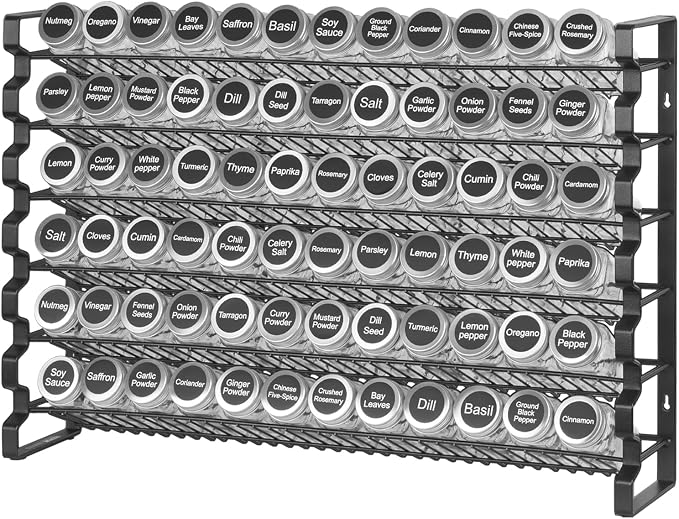VEVOR Spice Rack Organizer for Cabinet, Spice Organizer with 72 Empty Spice Jars, Lids, Spice Labels, and Funnel Complete Set, Seasoning Organizer for Countertop, Kitchen, Pantry, Cupboard, 23x16 in - Image 9