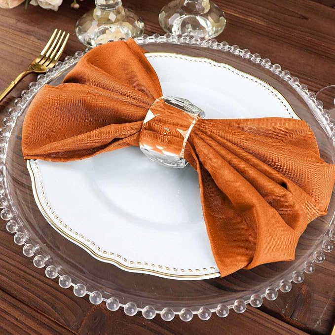 Efavormart Premium Cloth Napkins Set of 5, 20x20 Inch Orange Seamless Dinner Napkins, Washable Linen Table Napkin Cloth with Hemmed Edges for Weddings, Party and Banquet - Image 7