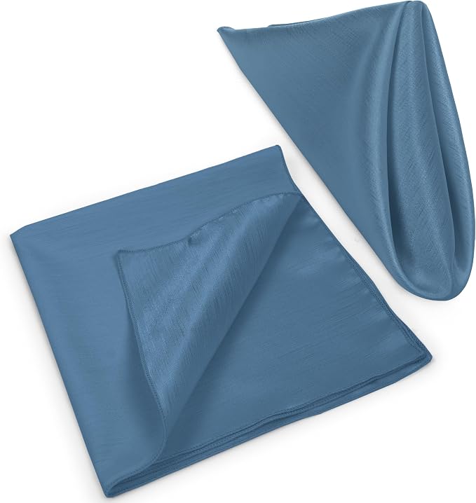 17 x 17-Inch Shantung Satin Cloth Napkins, Slate Set of 24 | Bulk Case of 2 Dozen, Square, 100% Polyester Fabric, Reversible, Faux Dupioni Silk Reverse Side, Machine Washable, Blue - Image 8
