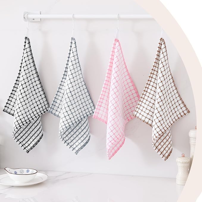 Kitinjoy Cotton 24 Pack Terry Kitchen Dish Cloths, Mix Color | 12 x 12 Inches Super Soft and Absorbent Dish Rags, Quick Drying Dish towels for Washing Dishes - Image 9