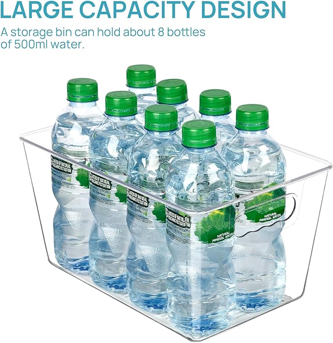Vtopmart 6 Pack Clear Storage Bins, Pantry Storage Bins with Handle, Large | Plastic Pantry Organizer Containers for Kitchen, Refrigerator, Fridge, Cabinet, Countertops, Home Organization and Storage - Image 3