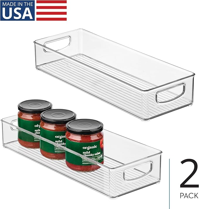 iDesign Slim Extra Long Clear Storage Bin, 2-Pack | Narrow, Stackable, Kitchen or Pantry Organizer - Image 2