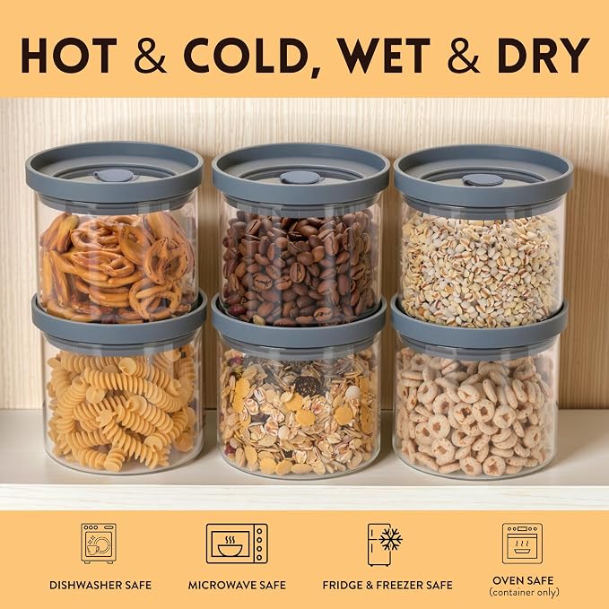 Glass Canisters with Airtight Lids Set of 6 (17.5 oz) - Borosilicate Glass Jars for Overnight Oats, Meal Prep & Pantry Storage, Stackable, BPA-Free, Dishwasher Safe Kitchen Containers - Image 7