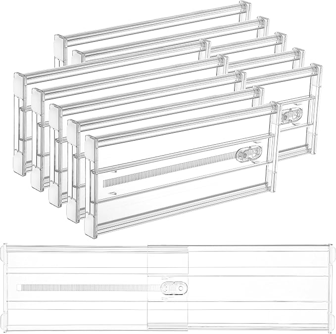 Vtopmart 10 Pack 6" Tall Upgrade Drawer Dividers for Big and Deep Drawer, 12.8"-22.3" Adjustable Expandable Dresser Drawer Organizer, Clear Plastic Separators for Dresser, Baby Supplies, Kitchenware by Vtopmart