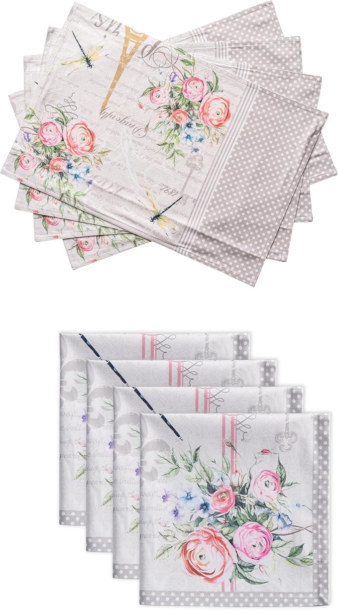 Maison d' Hermine Champ De Mars Bundle Set 100% Cotton Set of 4 Napkins (20 Inch by 20 Inch) and Set of 4 Place Mats (13 Inch by 19 Inch) by MaisondHermine