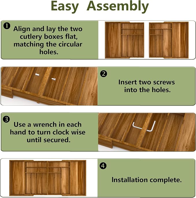 Suli Extra Large Silverware Drawer Organizer,Expandable 22in to 37in,Acacia - Image 6