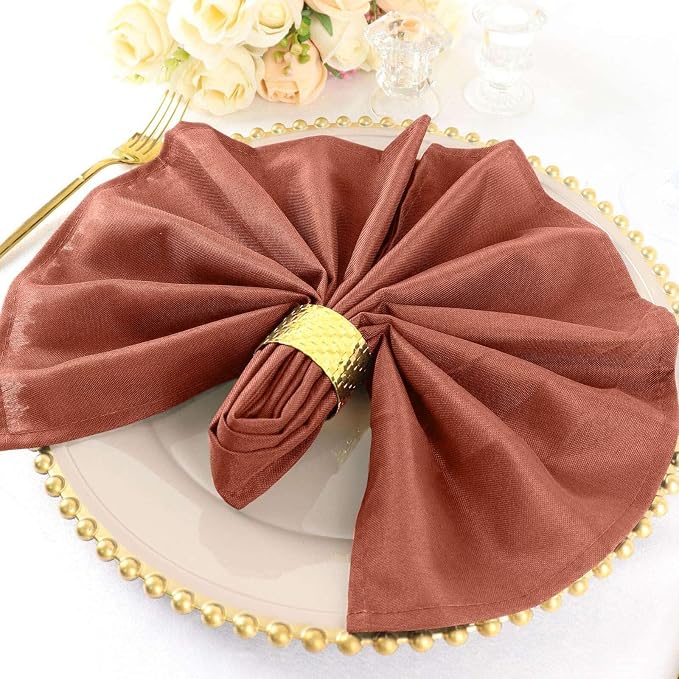 Efavormart Premium Cloth Napkins Set of 5, 20x20 Inch Terracotta Seamless Dinner Napkins, Washable Linen Table Napkin Cloth with Hemmed Edges for Weddings, Party and Banquet by efavormart