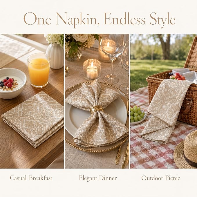 17x17 Beige Elephant Napkins Set of 24 Bulk Washable Restaurant | Upgrading restaurant decor? This bulk 24-pack of beige elephant linen napkins provides a highly unique dining experience. - Image 6