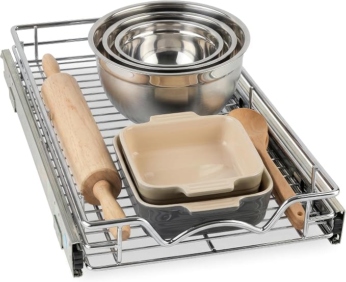 HOLDN’ STORAGE Pull Out Cabinet Organizer, 11”W x 21”D Cabinet Drawer | Heavy-Duty Caddy, Lifetime Limited Warranty, Steel Metal Cabinet Drawers, Chrome, Requires At Least 12-1/4” Cabinet Opening by HOLDN%E2%80%99STORAGE