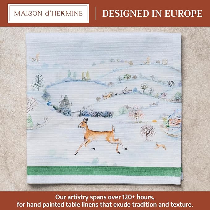 Maison d' Hermine Cloth Napkins Set of 4 Reusable 100% Cotton (20" x 20") | Everyday Square Napkins Cloth Washable Dinner Wedding Restaurant Hotel Kitchen Thanksgiving Christmas - Snowy World - Image 2