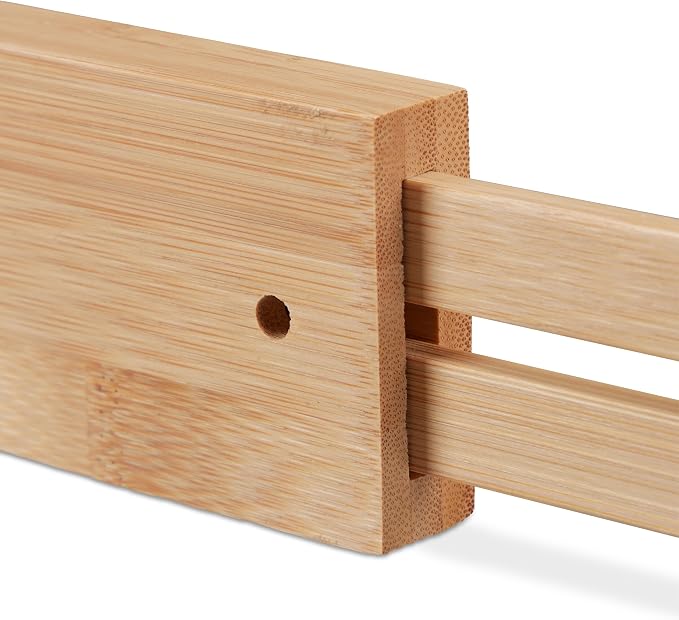 Relaxdays Drawer Dividers 10 Piece Set Adjustable Length from 43.5 to 56.5 cm Bamboo Drawer Divider Kitchen Natural 6 x 56.5 x 2 cm - Image 7