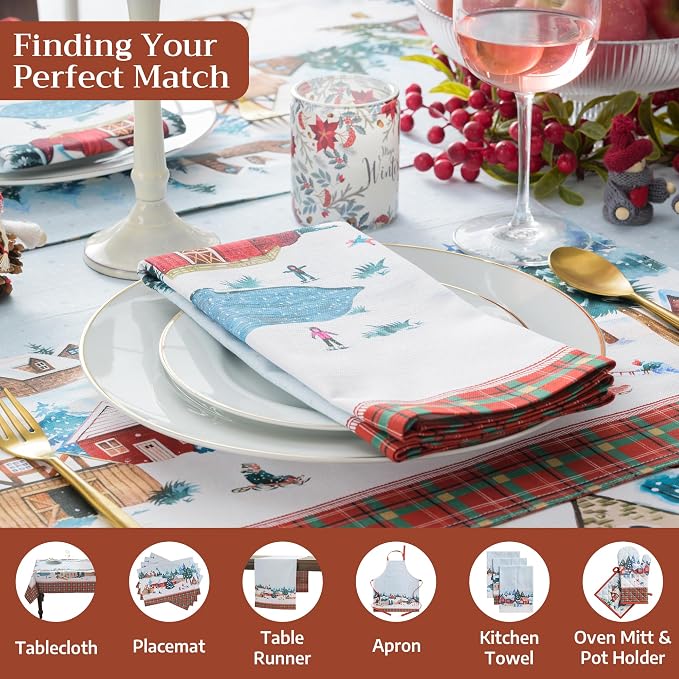 Maison d' Hermine Cloth Napkins Set of 4 Reusable 100% Cotton (20" x 20") | Everyday Square Napkins Cloth Washable Dinner Wedding Restaurant Hotel Kitchen Thanksgiving Christmas - Megeve - Image 4