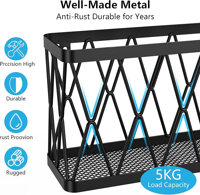 YIGII 8 Pack Inside Cabinet Door Storage, Lid Organizer for Pyrex, Kitchen Bathroom Pantry Storage Organizer Baskets Slim Stainless Steel, Black - Image 5