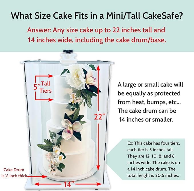 CAKESAFE Reusable Mini/Tall Cake Transporter, Clear Plastic Cake Carrier (14" W x 22" H) - Image 2