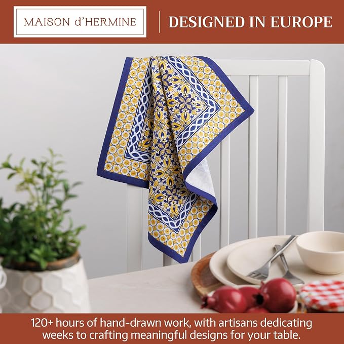 Maison d' Hermine Cloth Napkins Set of 4 Reusable 100% Cotton (18" x 18") | Everyday Square Napkins Cloth Washable Dinner Party Wedding Restaurant Hotel Kitchen Spring Summer - Ceramic - Image 2